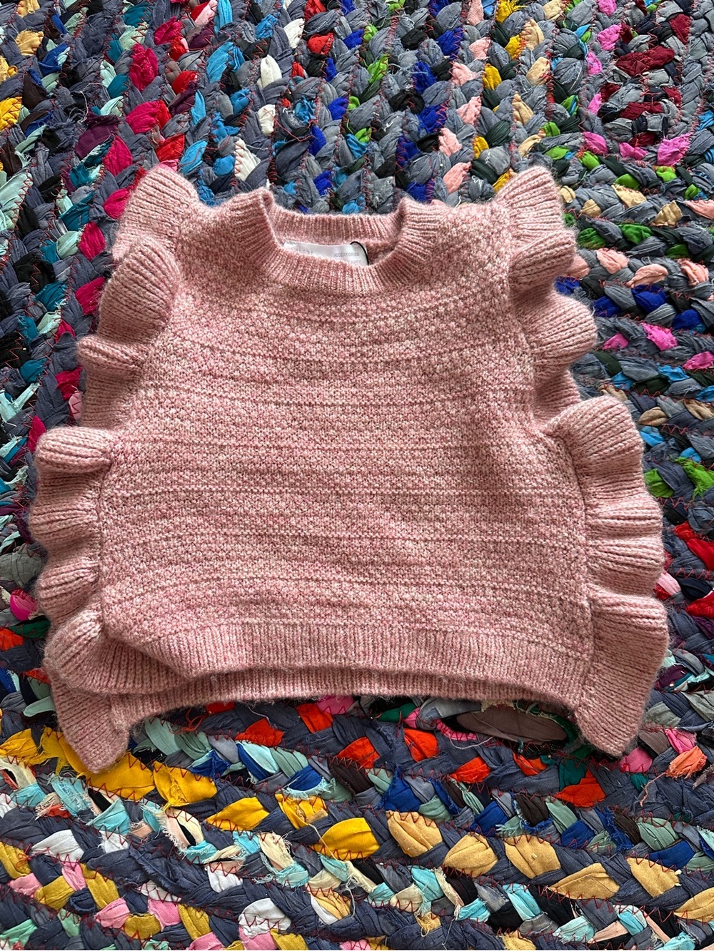 Zara Pink Ruffle Knit Dickie Sweater Vest O/S NWOT Preppy Spring Layering Office